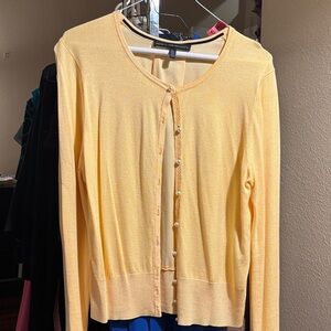 White House Black Market Light Yellow Cardigan